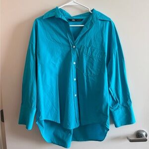 Bright Blue ZARA button up (xsmall)